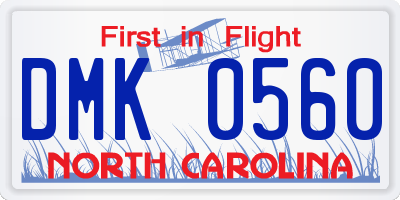 NC license plate DMK0560