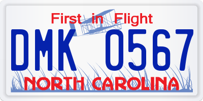 NC license plate DMK0567
