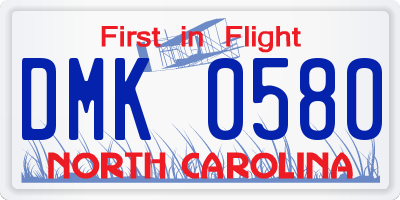 NC license plate DMK0580
