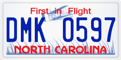 NC license plate DMK0597