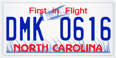 NC license plate DMK0616