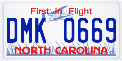 NC license plate DMK0669