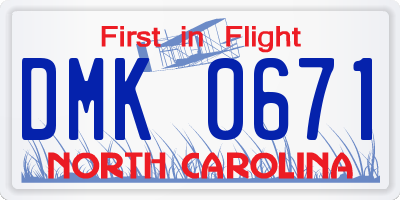 NC license plate DMK0671