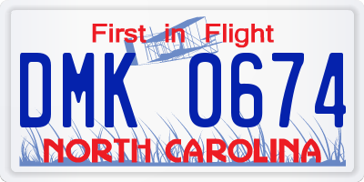 NC license plate DMK0674