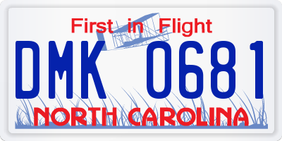 NC license plate DMK0681