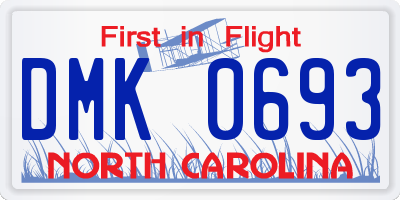 NC license plate DMK0693