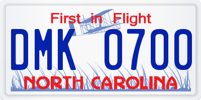 NC license plate DMK0700