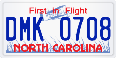 NC license plate DMK0708