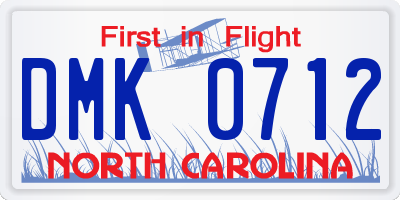NC license plate DMK0712