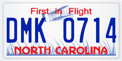 NC license plate DMK0714