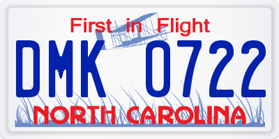 NC license plate DMK0722