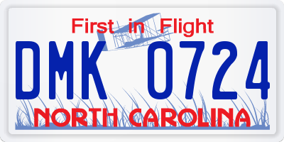 NC license plate DMK0724