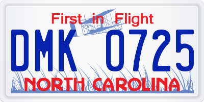NC license plate DMK0725
