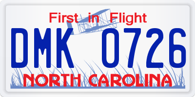 NC license plate DMK0726