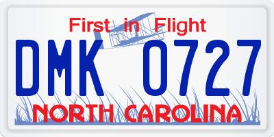 NC license plate DMK0727