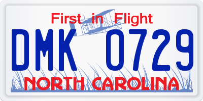 NC license plate DMK0729
