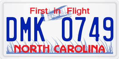 NC license plate DMK0749