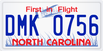 NC license plate DMK0756