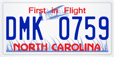 NC license plate DMK0759