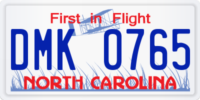 NC license plate DMK0765