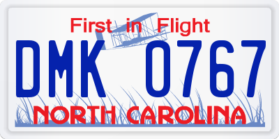 NC license plate DMK0767