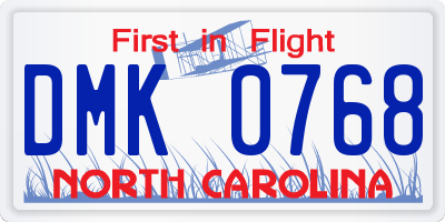NC license plate DMK0768