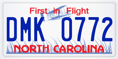 NC license plate DMK0772
