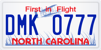 NC license plate DMK0777