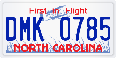 NC license plate DMK0785