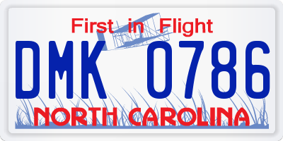 NC license plate DMK0786