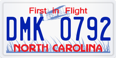 NC license plate DMK0792