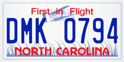NC license plate DMK0794
