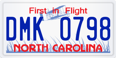 NC license plate DMK0798