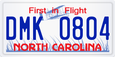 NC license plate DMK0804