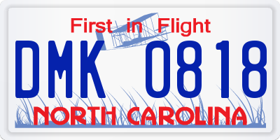 NC license plate DMK0818