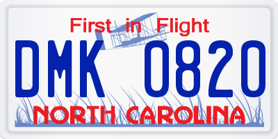 NC license plate DMK0820