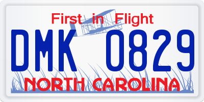 NC license plate DMK0829