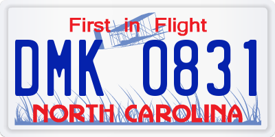 NC license plate DMK0831
