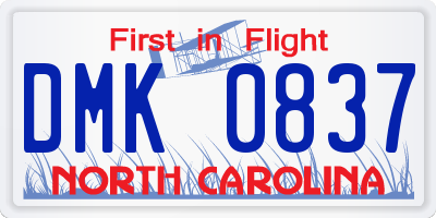 NC license plate DMK0837