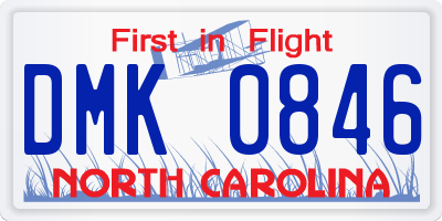 NC license plate DMK0846