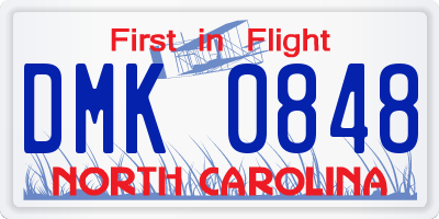 NC license plate DMK0848
