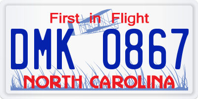 NC license plate DMK0867