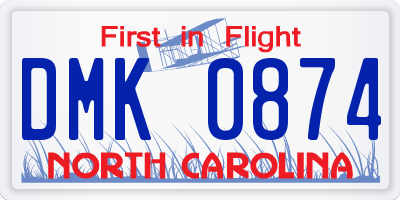 NC license plate DMK0874