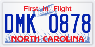 NC license plate DMK0878