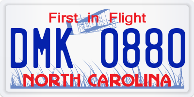 NC license plate DMK0880
