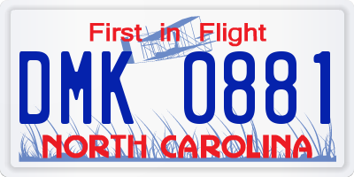 NC license plate DMK0881