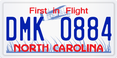 NC license plate DMK0884