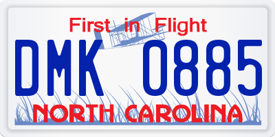 NC license plate DMK0885