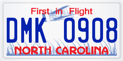 NC license plate DMK0908