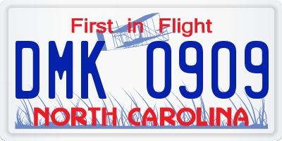 NC license plate DMK0909